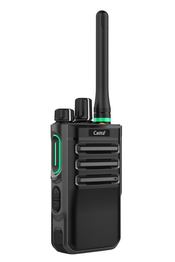 Left view of black Caltta PH600 with antenna and dials